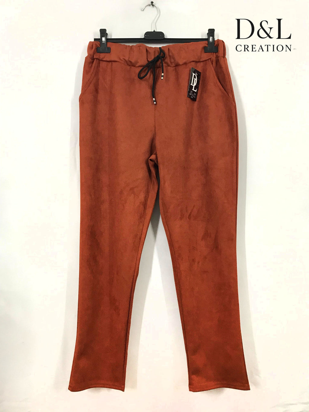 Solid suede pants with pockets