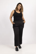 Plus Size Solid Wide Leg Satin Trousers