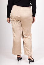 Plus Size Solid Wide Leg Satin Trousers