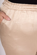 Plus Size Solid Wide Leg Satin Trousers