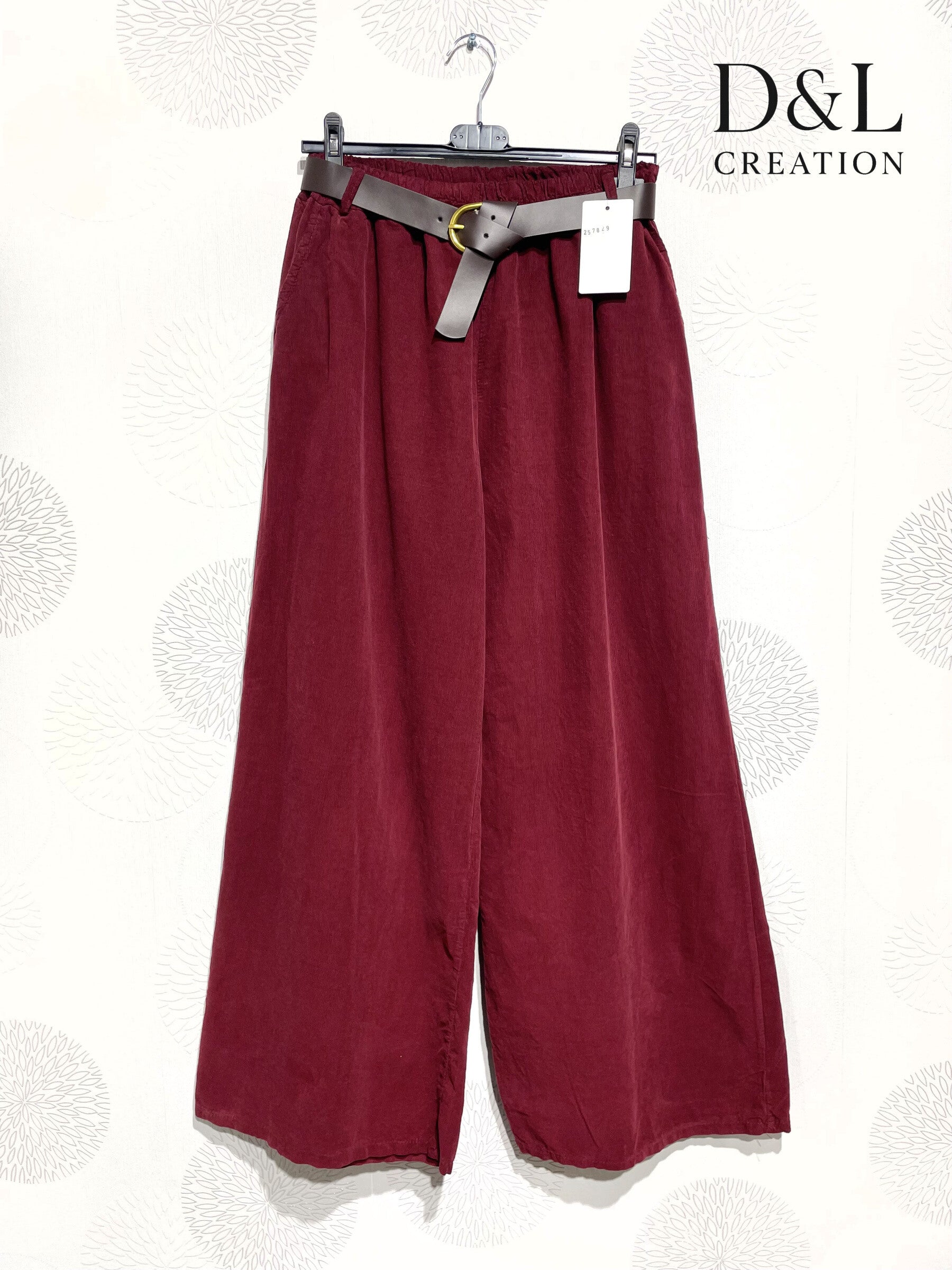 Wide-leg cotton velvet pants sizes 40 to 50 Stora Storlekar