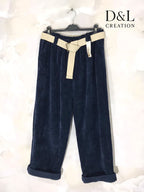 Corduroy pants with beige belt sizes 38 to 54 i Stor Storlek