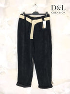 Corduroy pants with beige belt sizes 38 to 54 i Stor Storlek