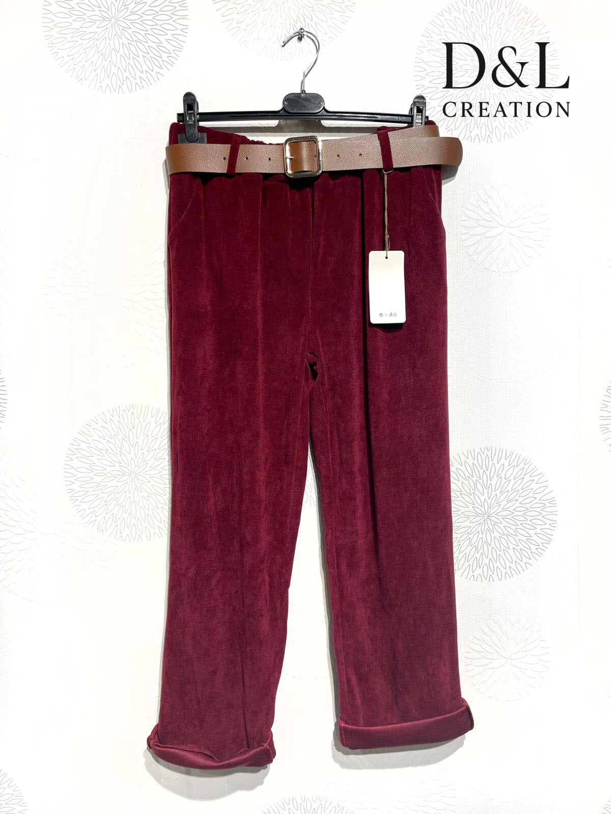 Mjuka stretchvelourbyxor med smala ben i storlek 38 till 48