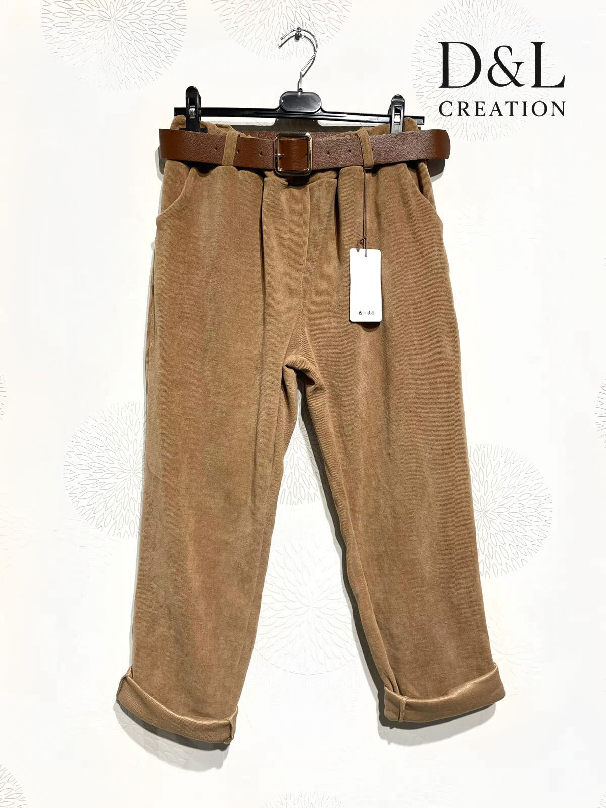 Soft stretch velvet trousers with slim legs