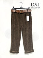 Soft stretch velvet trousers with slim legs