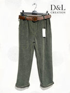 Soft stretch velvet trousers with slim legs