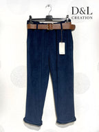 Soft stretch velvet trousers with slim legs