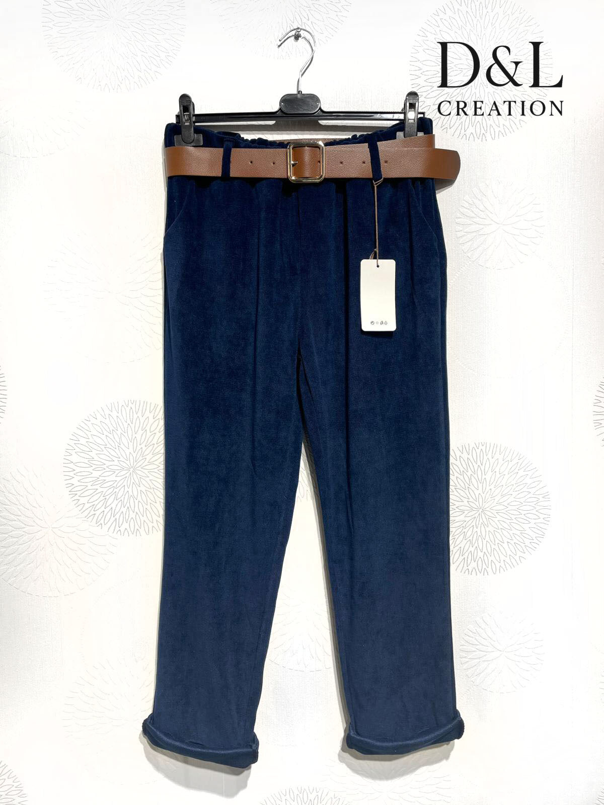 Soft stretch velvet trousers with slim legs