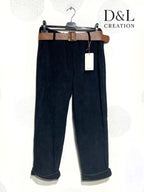 Soft stretch velvet trousers with slim legs