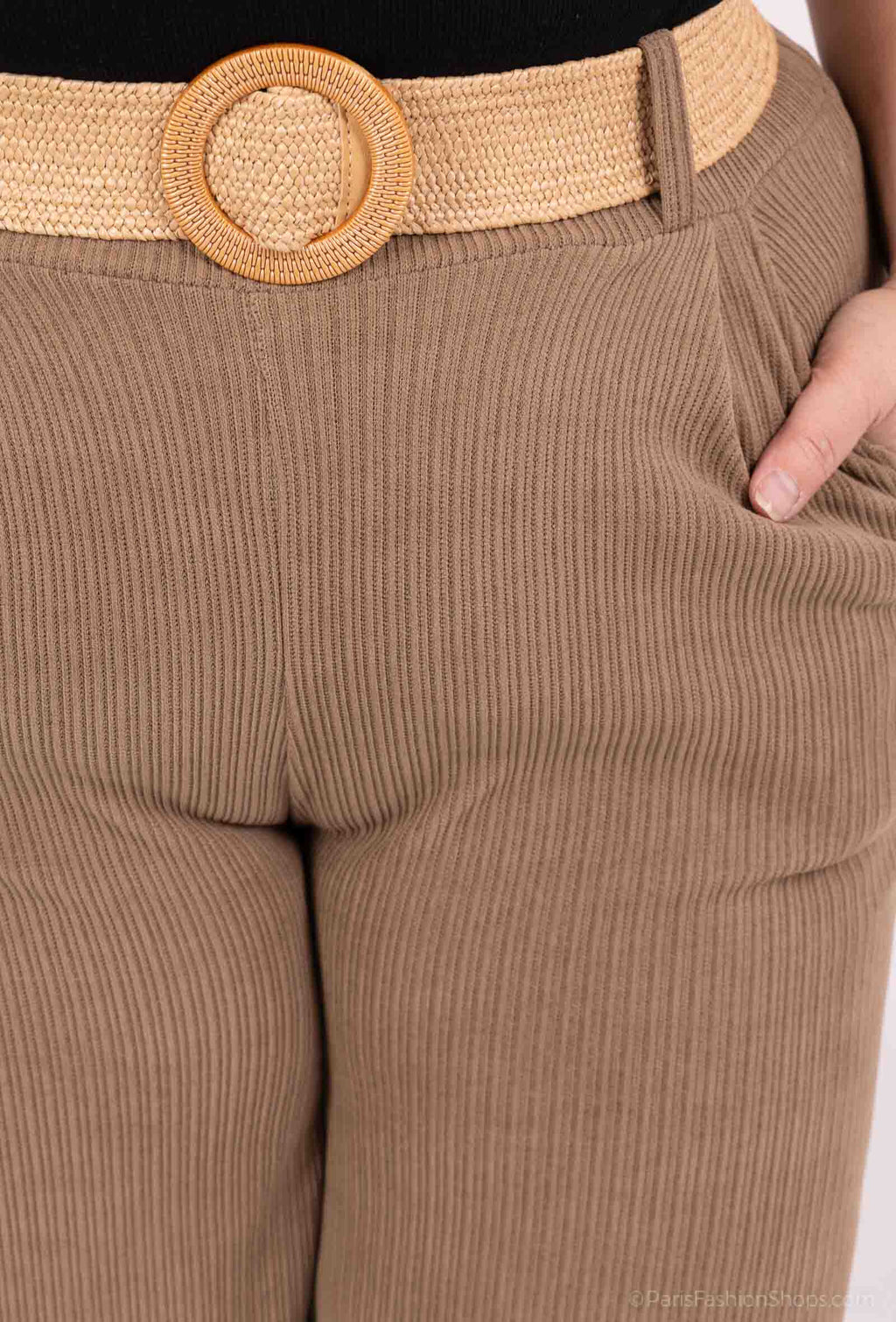 Plus Size Vidben Velvetbyxor med Elastisk Midja