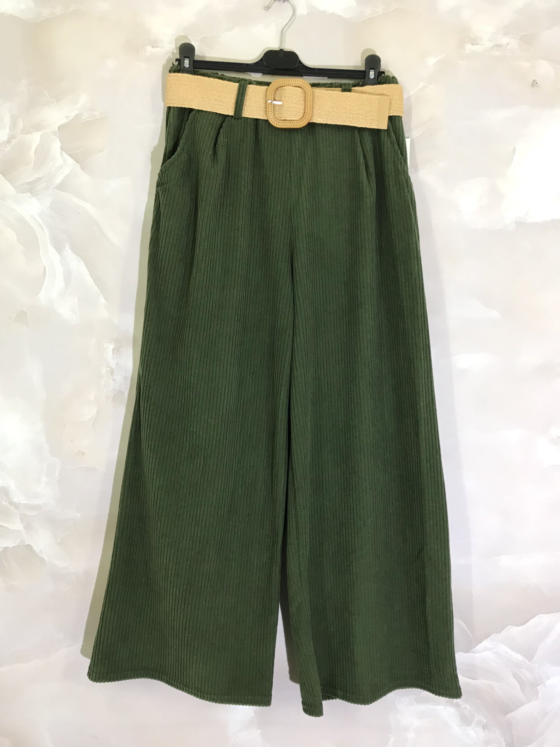 Plus Size Wide leg velvet pants with elastic waistband