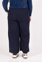 Plus Size Vidbenade Sammetbyxor med Elastisk Midja