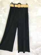 Plus Size Vidben Velvetbyxor med Elastisk Midja