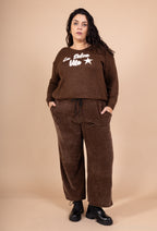 Wide-leg velvet trousers sizes 38 to 50 i Stor Storlek