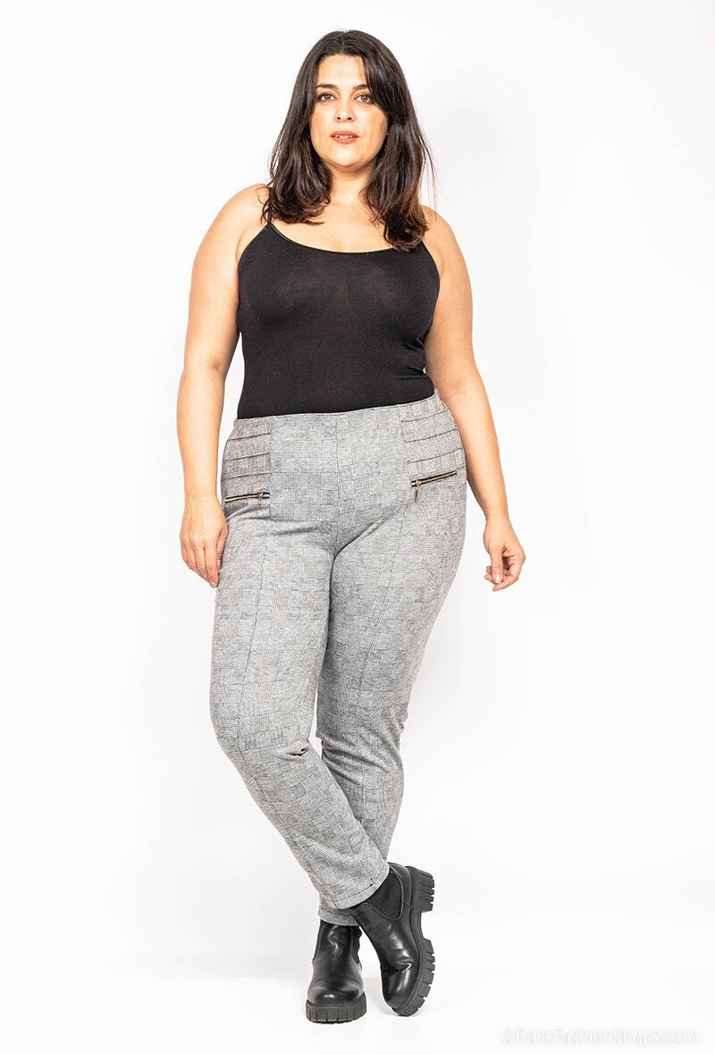 Plus Size Rutiga Byxor