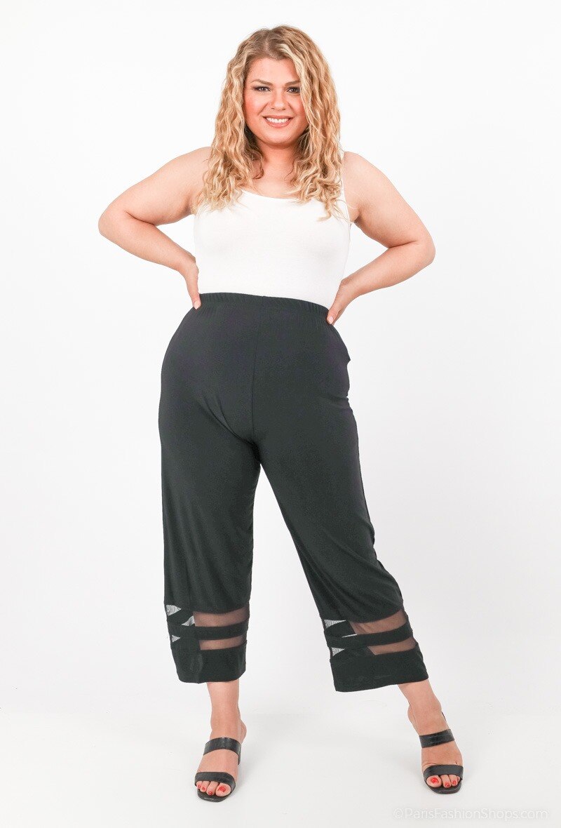 Plus Size Flödande Byxor med Tyll