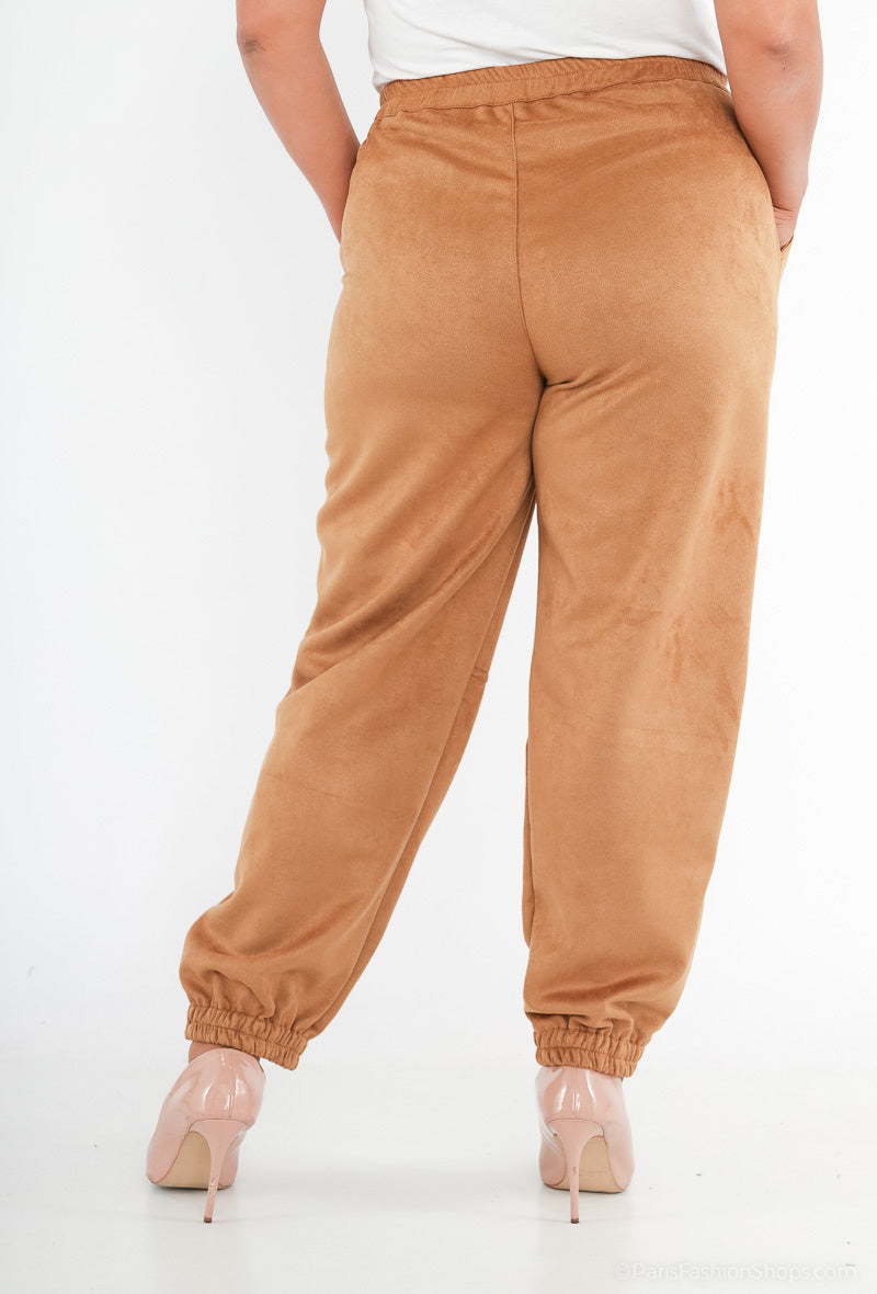 Plus Size Suede Pants för Stiliga Kvinnor