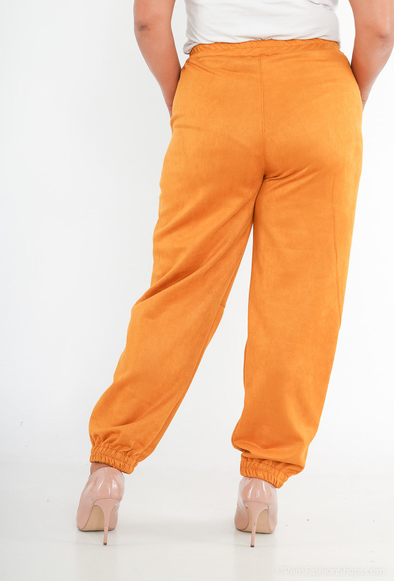 Plus Size Suede Pants för Stiliga Kvinnor