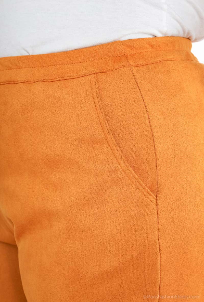 Plus Size Suede Pants för Stiliga Kvinnor