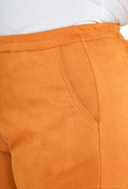 Plus Size Suede Pants för Stiliga Kvinnor