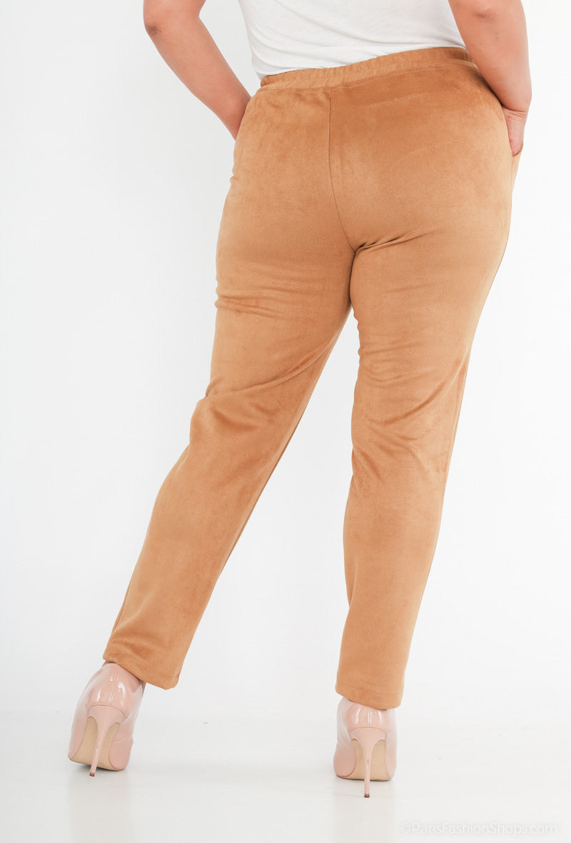 Plus Size Suede Pants för Kvinnor