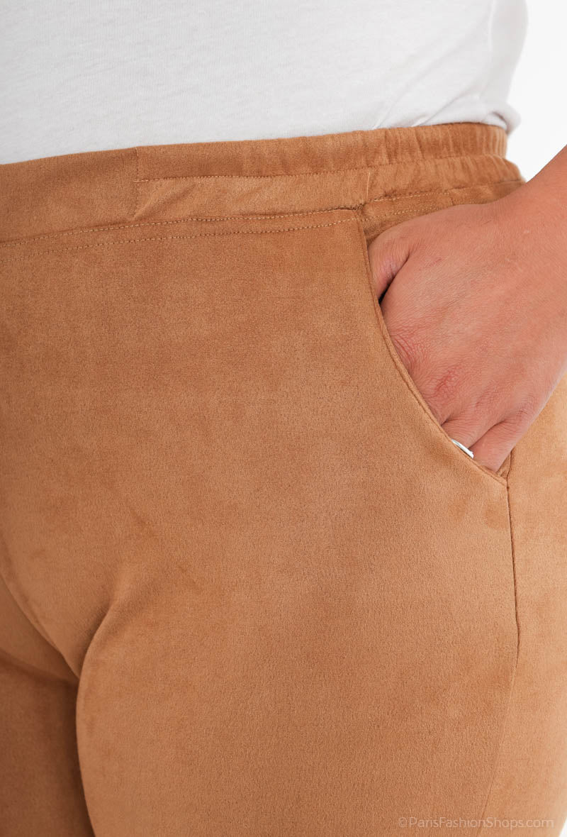 Plus Size Suede Pants för Kvinnor