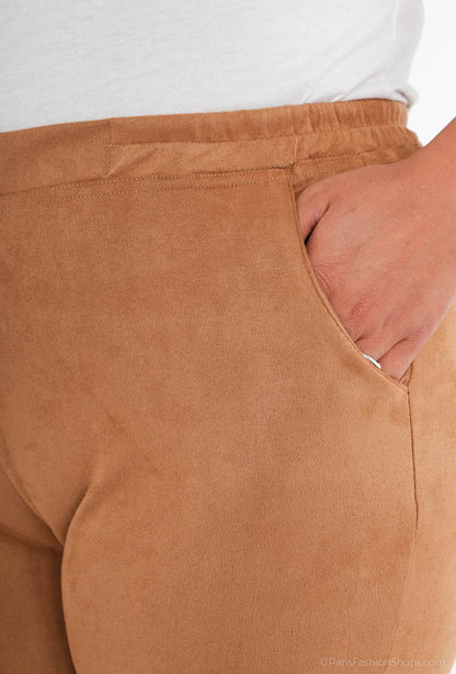 Plus Size Suede Pants för Kvinnor