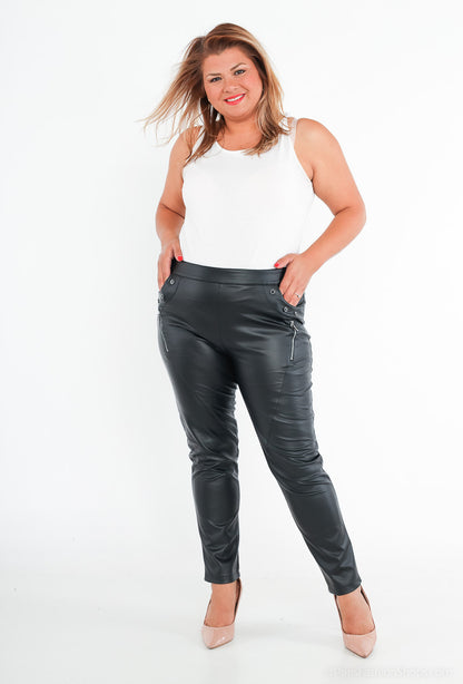 Plussize Fusk Läderbyxor