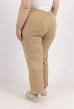 Suede trousers with belt i Stor Storlek