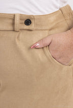 Suede trousers with belt i Stor Storlek