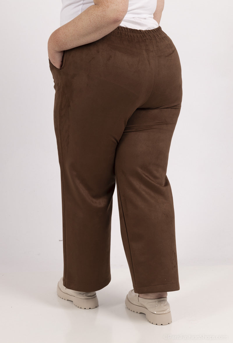 Plus Size Belted Suede Pants