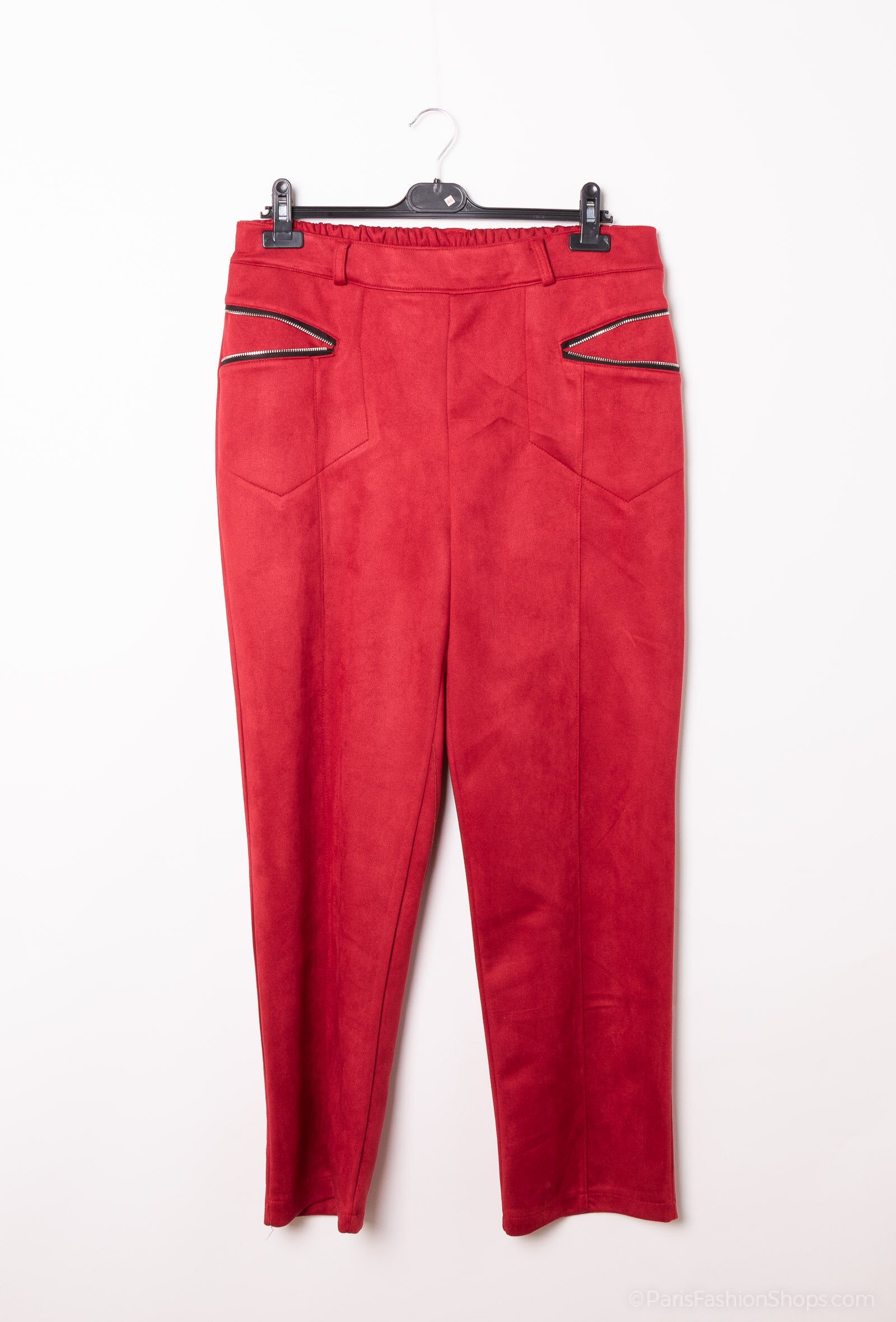 Elegant faux suede pants with zip pocket i Plus Size