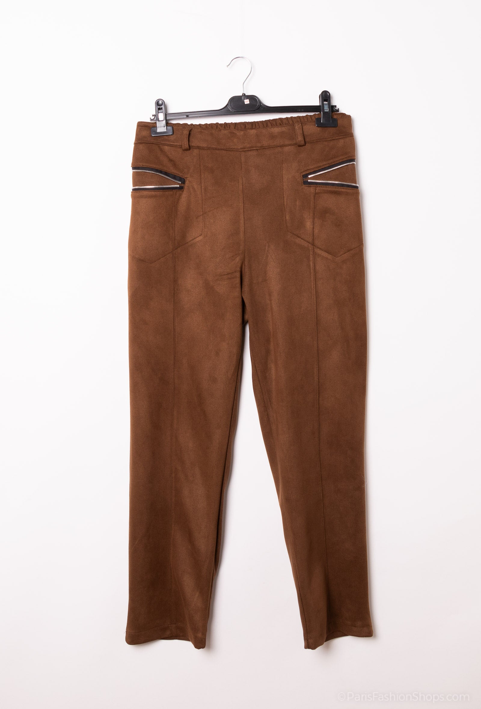 Elegant faux suede pants with zip pocket i Plus Size