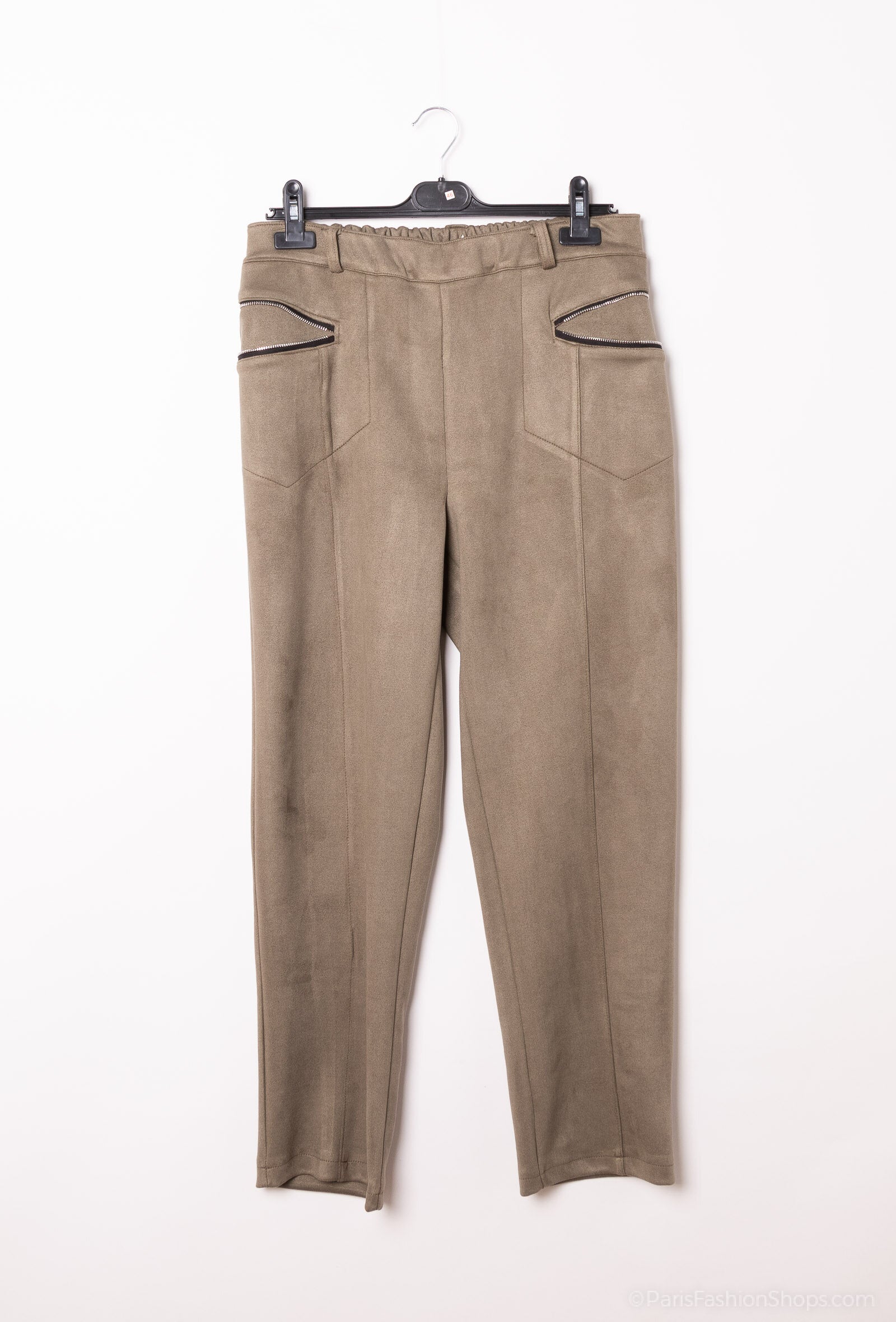 Elegant faux suede pants with zip pocket i Plus Size