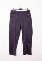 Elegant faux suede pants with zip pocket i Plus Size