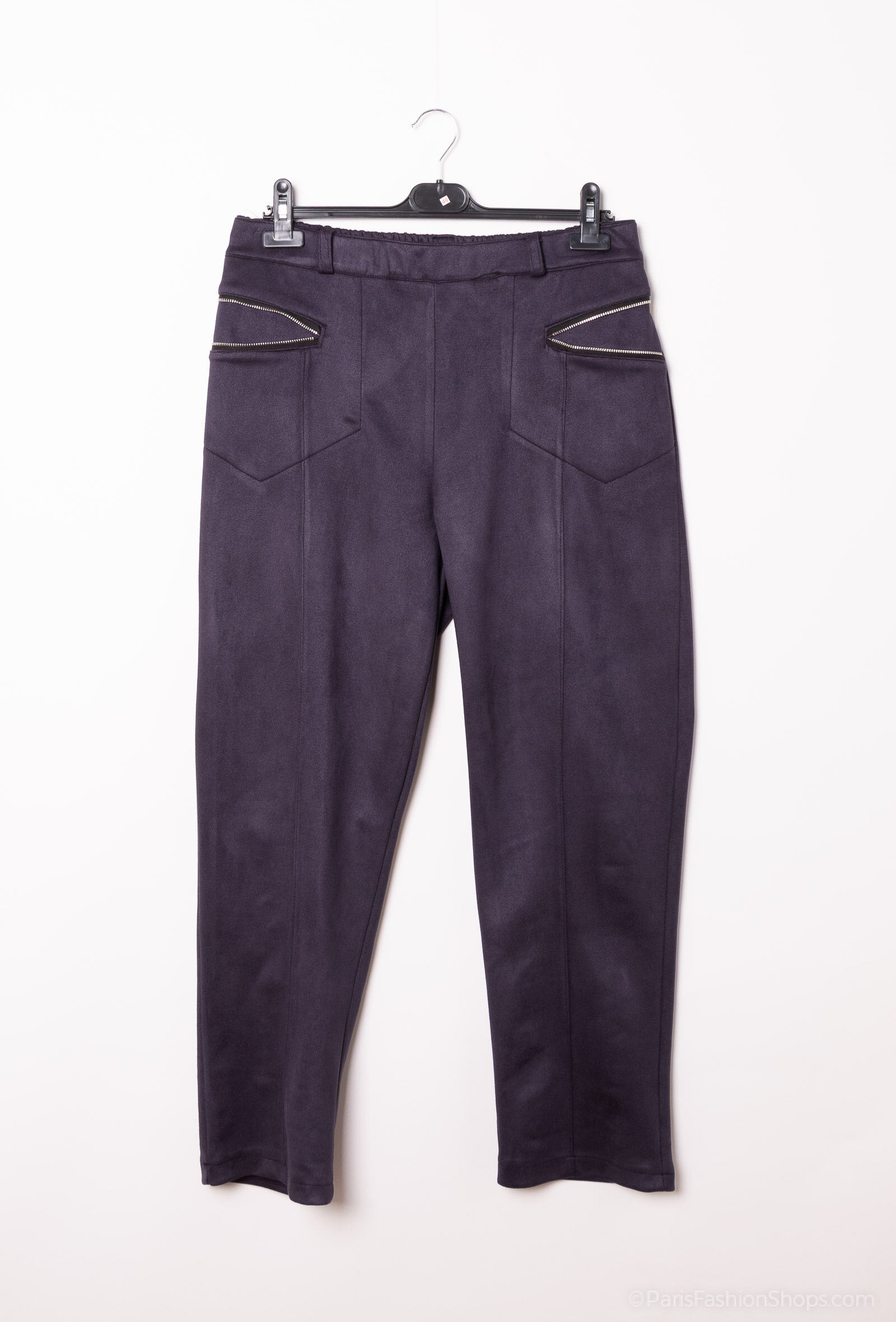 Elegant faux suede pants with zip pocket i Plus Size