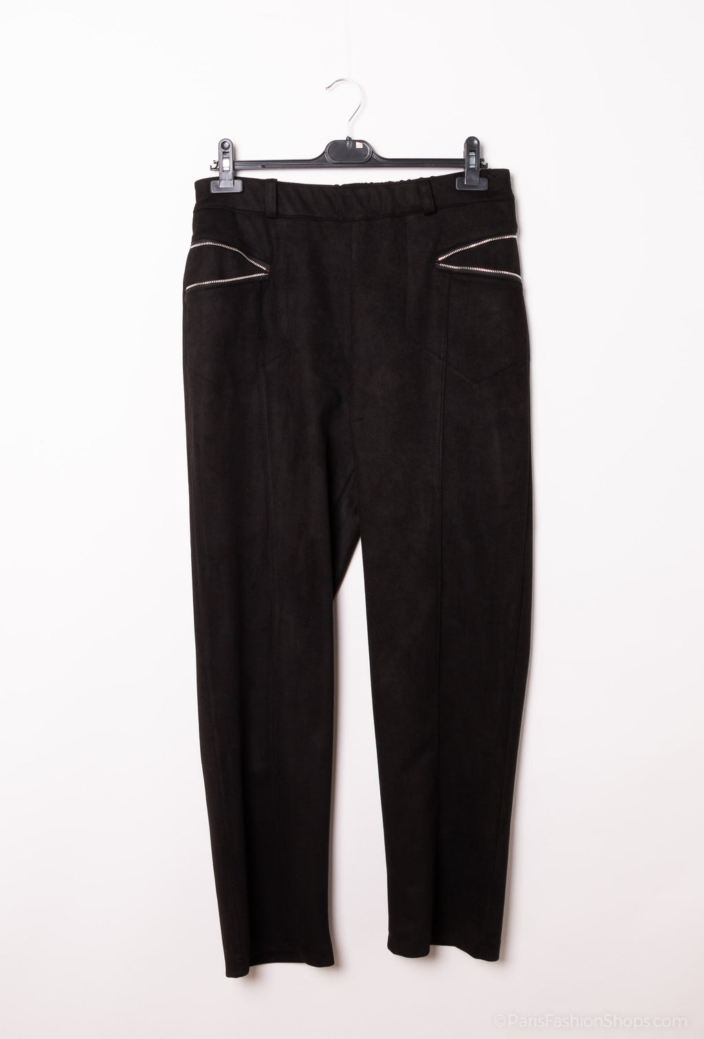 Elegant faux suede pants with zip pocket i Plus Size