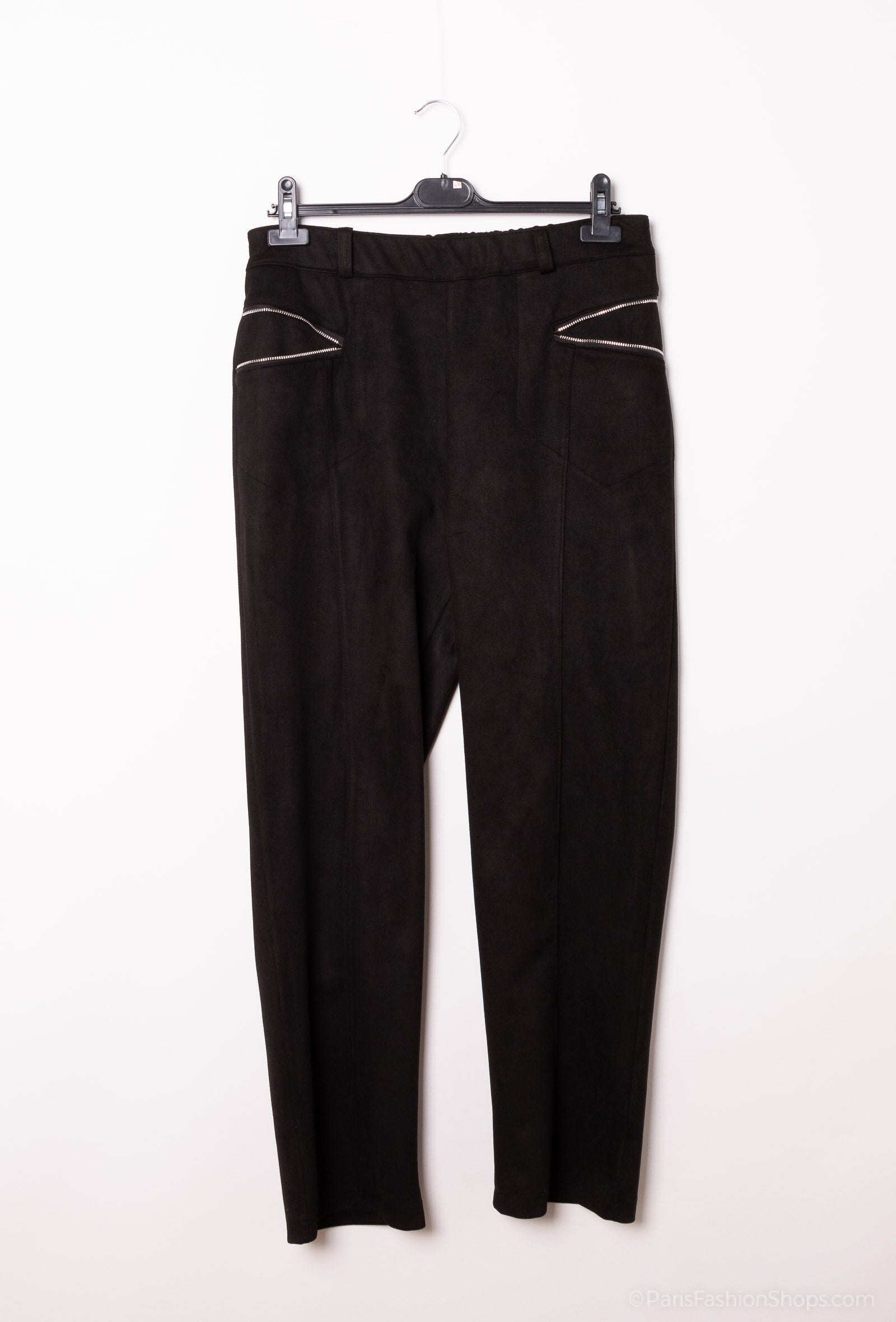 Elegant faux suede pants with zip pocket i Plus Size