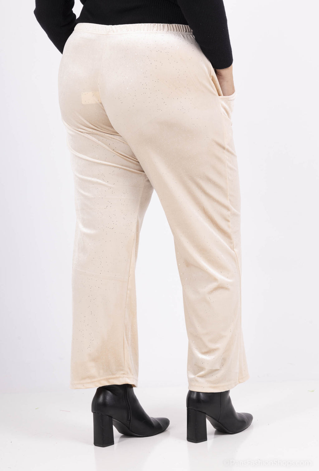 Sequined Velvet Trousers i Stor Storlek