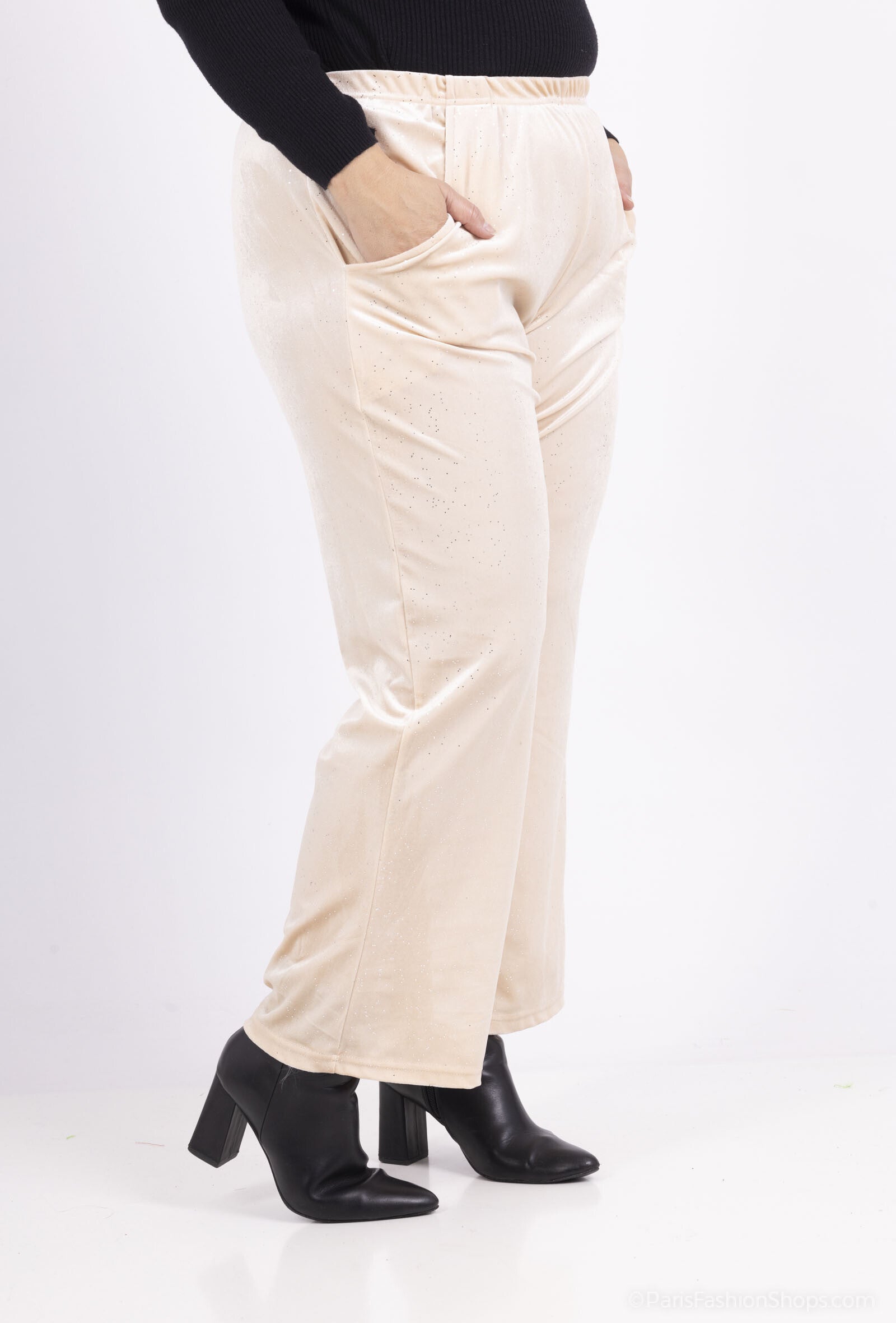 Sequined Velvet Trousers i Stor Storlek
