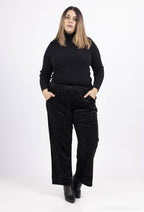 Plus Size Pailletterade Samtbyxor