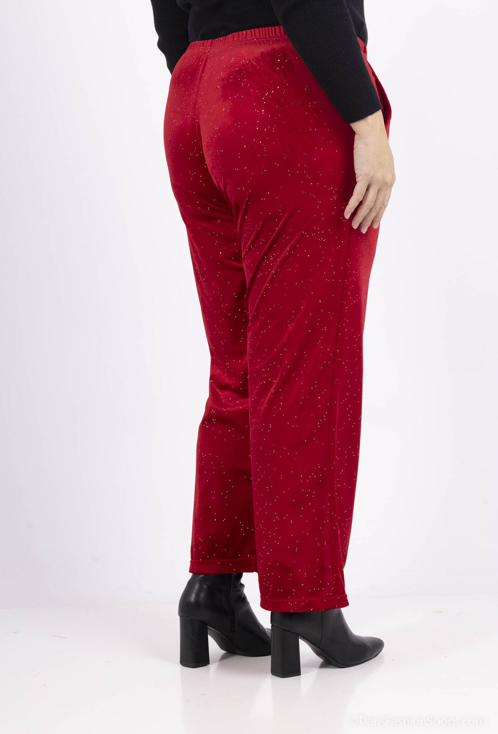 Plus Size Pailletterade Samtbyxor