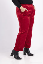 Plus Size Pailletterade Samtbyxor