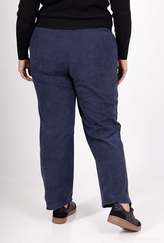 Plus Size Corduroy Byxor med Fickor