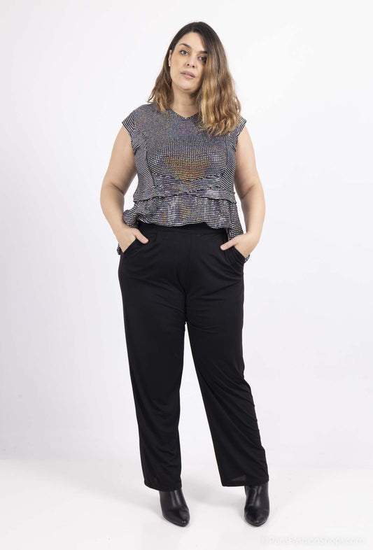 Plus Size Vid Flödande Byxor