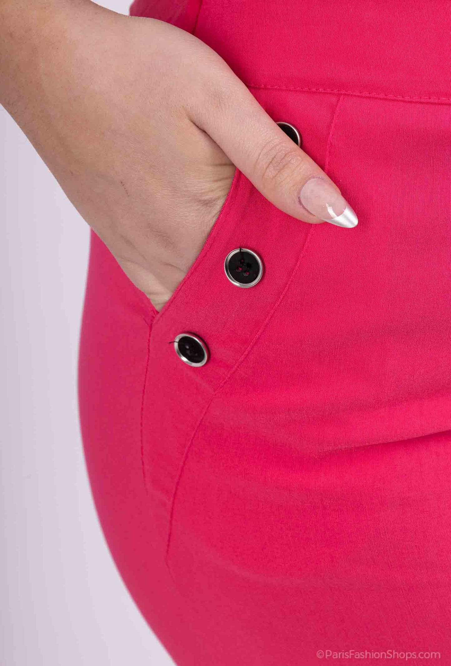 Plus Size Trousers with Pockets and 3 Buttons