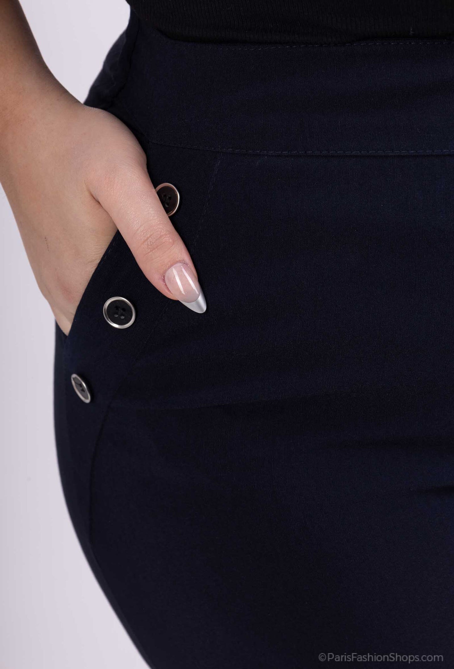 Plus Size Trousers with Pockets and 3 Buttons