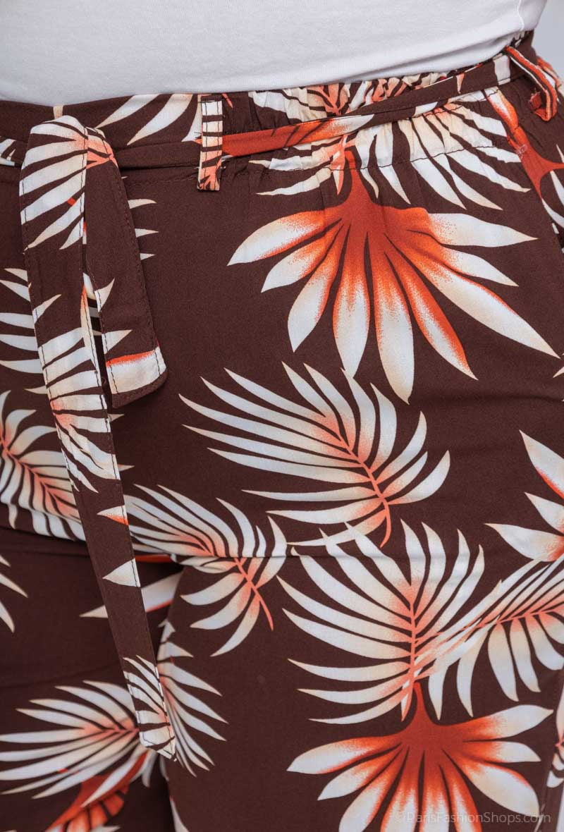 Plus Size Loose Printed Pants with Belt