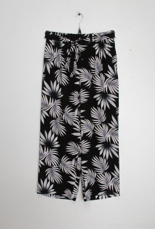 Plus Size Loose Printed Pants with Belt